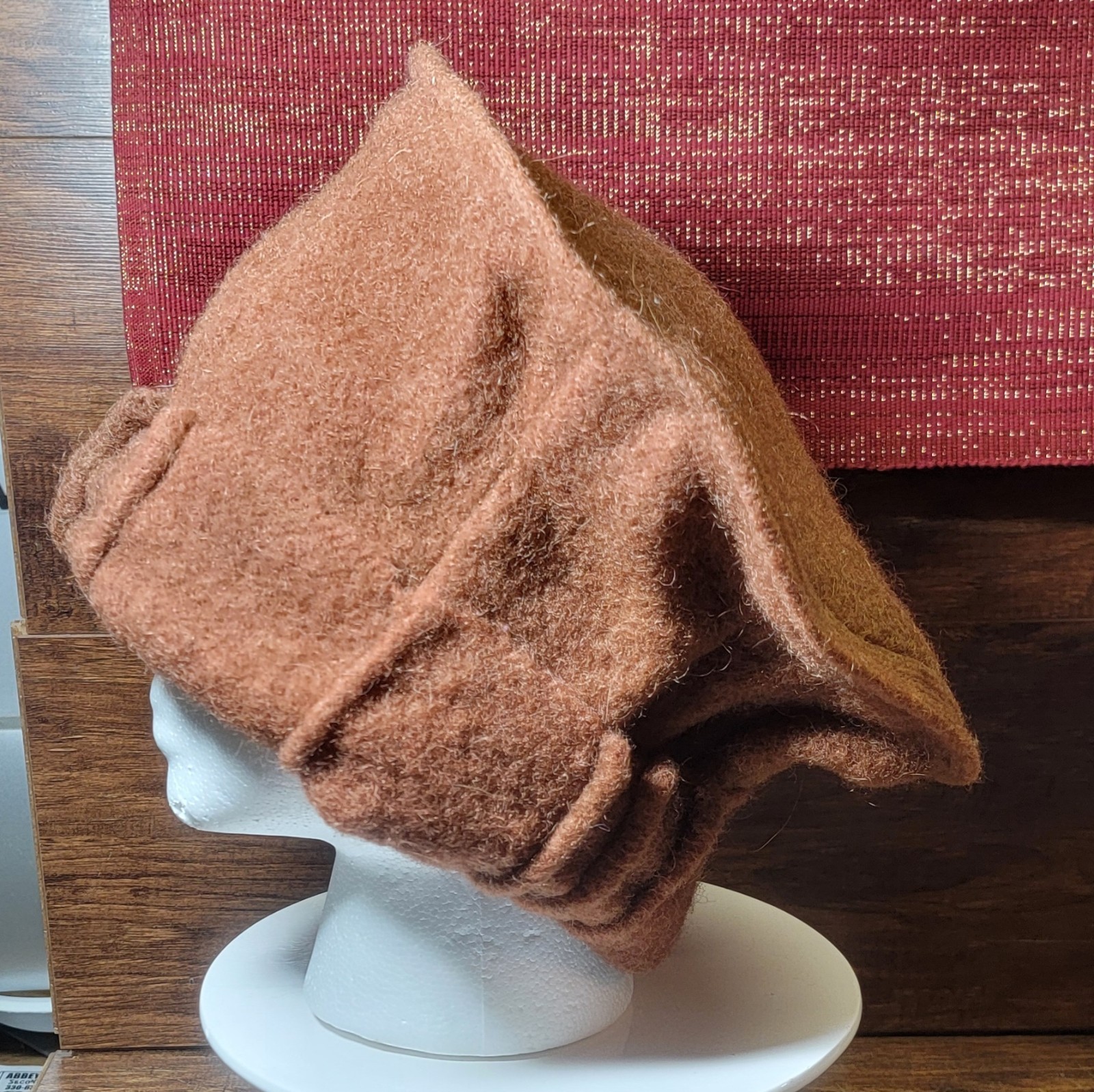 Afghan Pakol? One Size Hat Wool Cap Made In Pakistan Rust Color Brown/Orange