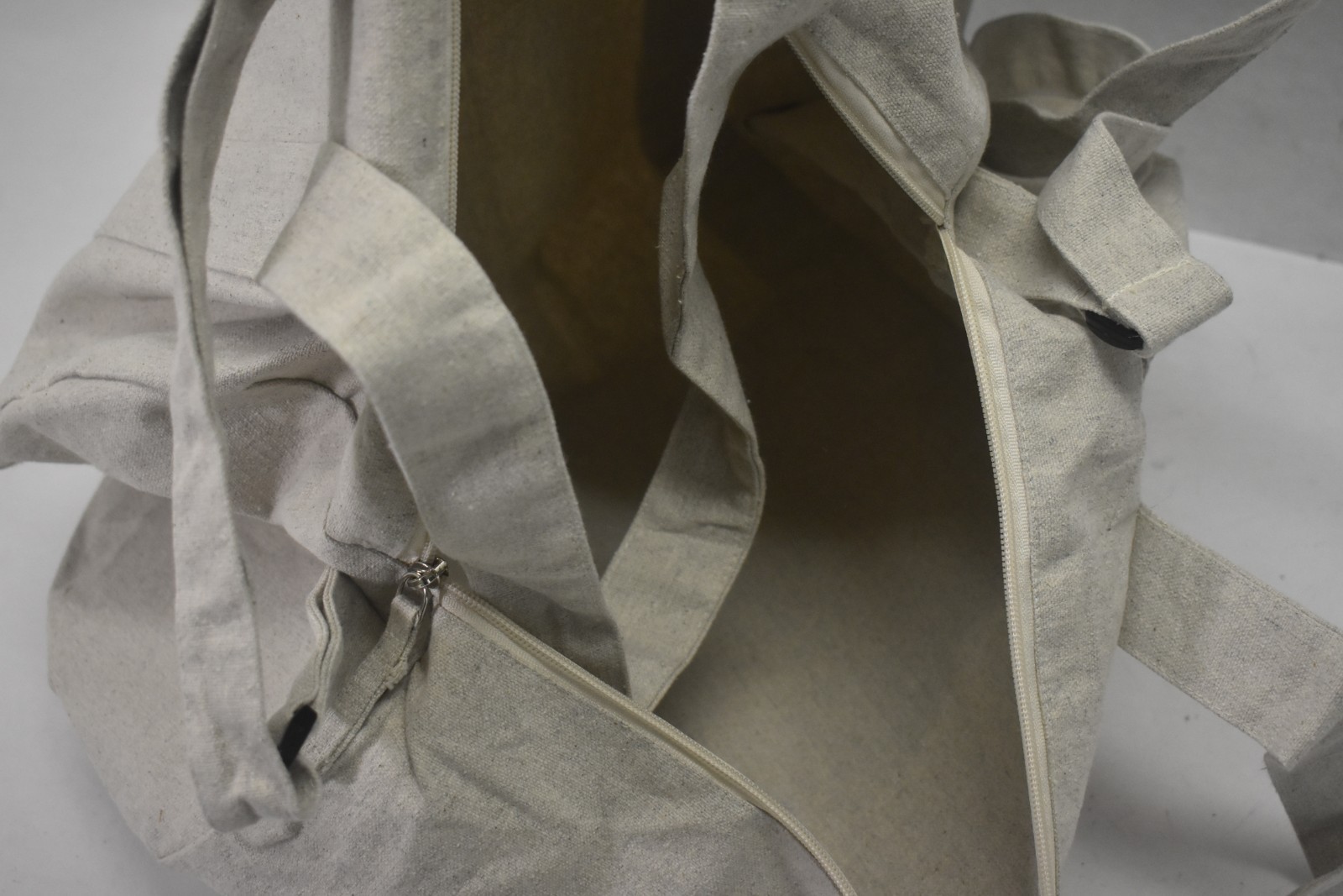 10oz Recycled Cotton Barrel Duffel Bag 3450-94GY Zippered Main Compartment