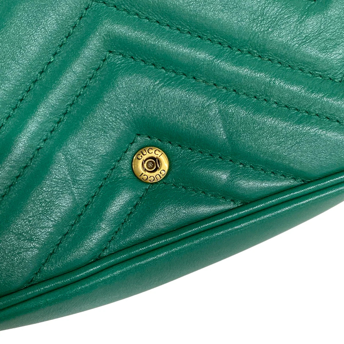 GUCCI GG Marmont Quilted Leather Super Mini Bag 476433 Green Leather