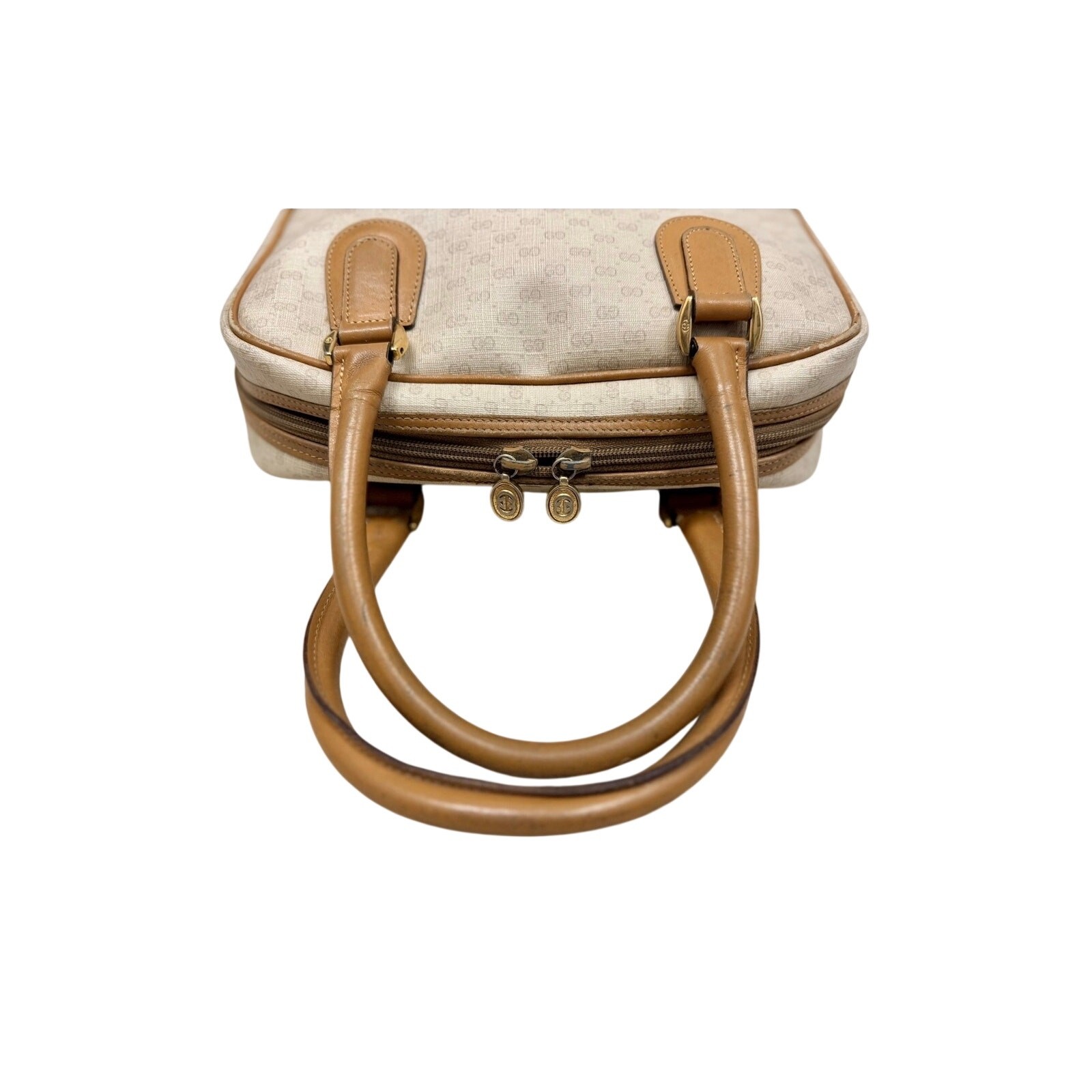 GUCCI Cream GG Monogram Micro Supreme Top Handle Vtg Bag|COA