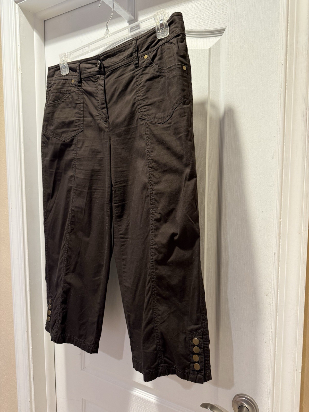 Style & Co Womens Brown Stretch Capri Pants Size 14