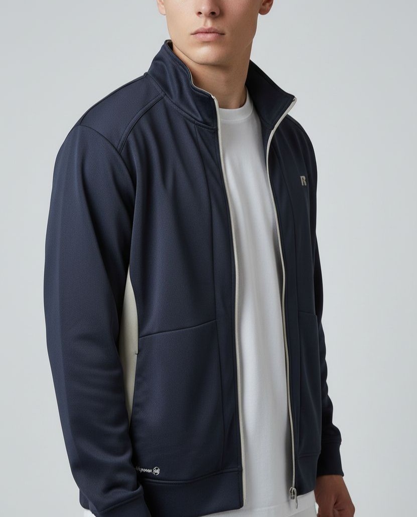 Russell Dri-Power 360 Men’s Size M Full-Zip Jacket Navy Lightweight Polyester