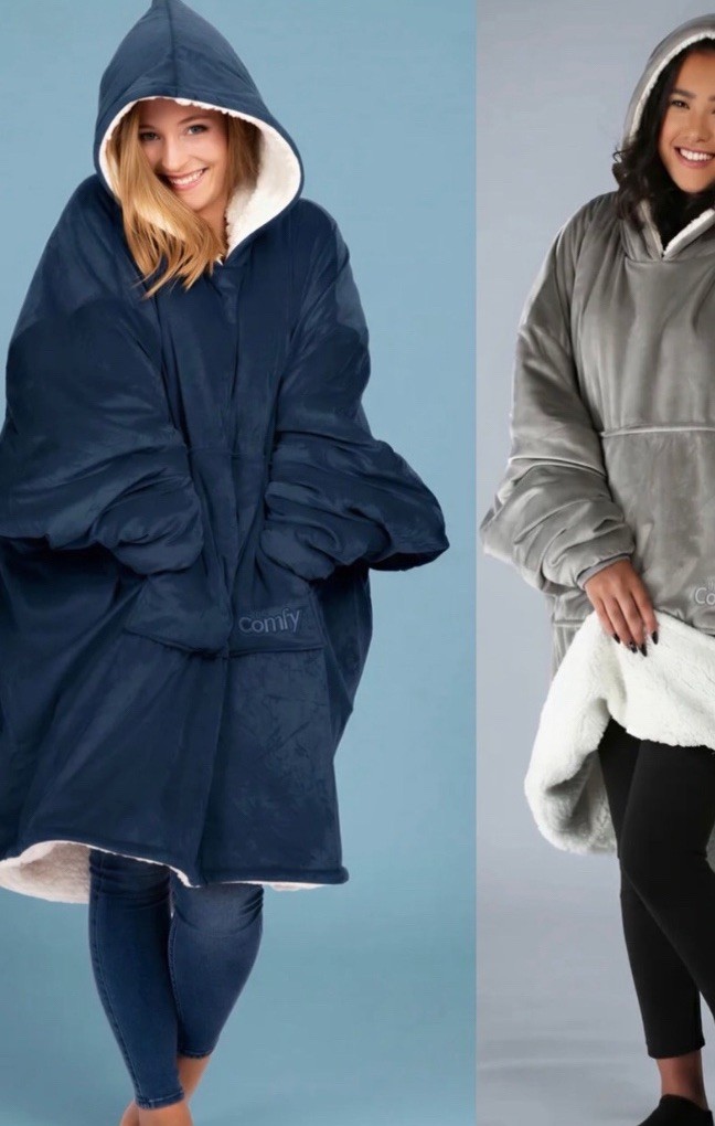 The Comfy Gray Oversized Sherpa Lined Pullover Hoodie w/ Pockets One Size