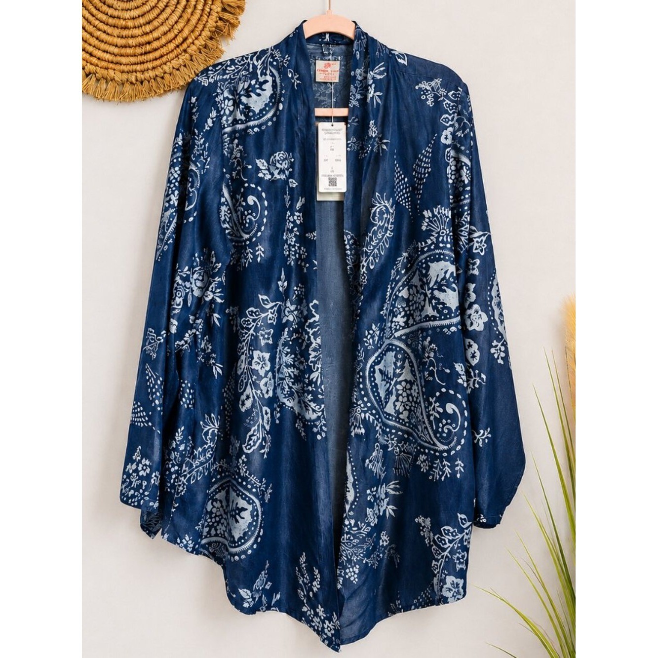 Laurie Felt NEW Penny Lane Paisley Chambray Lightweight Jacket Topper SZ Large