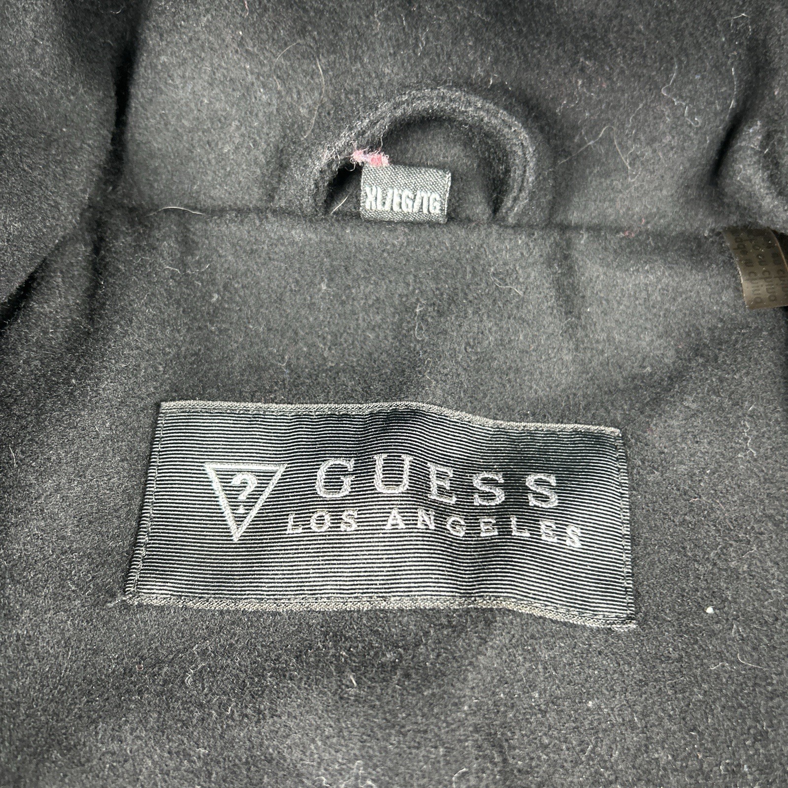 Guess Pea Coat Womens Sz XL Wool Blend Colorblock Gray/Black Snap Buttons Zip Up