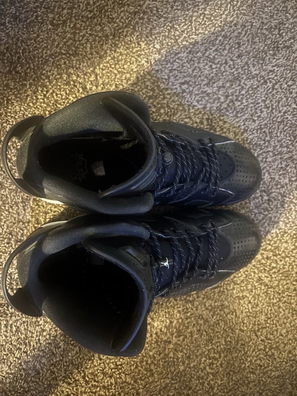 Jordan Air Jordan 6 Retro Black/White Men s Leather High Top Lace-Up Sneakers