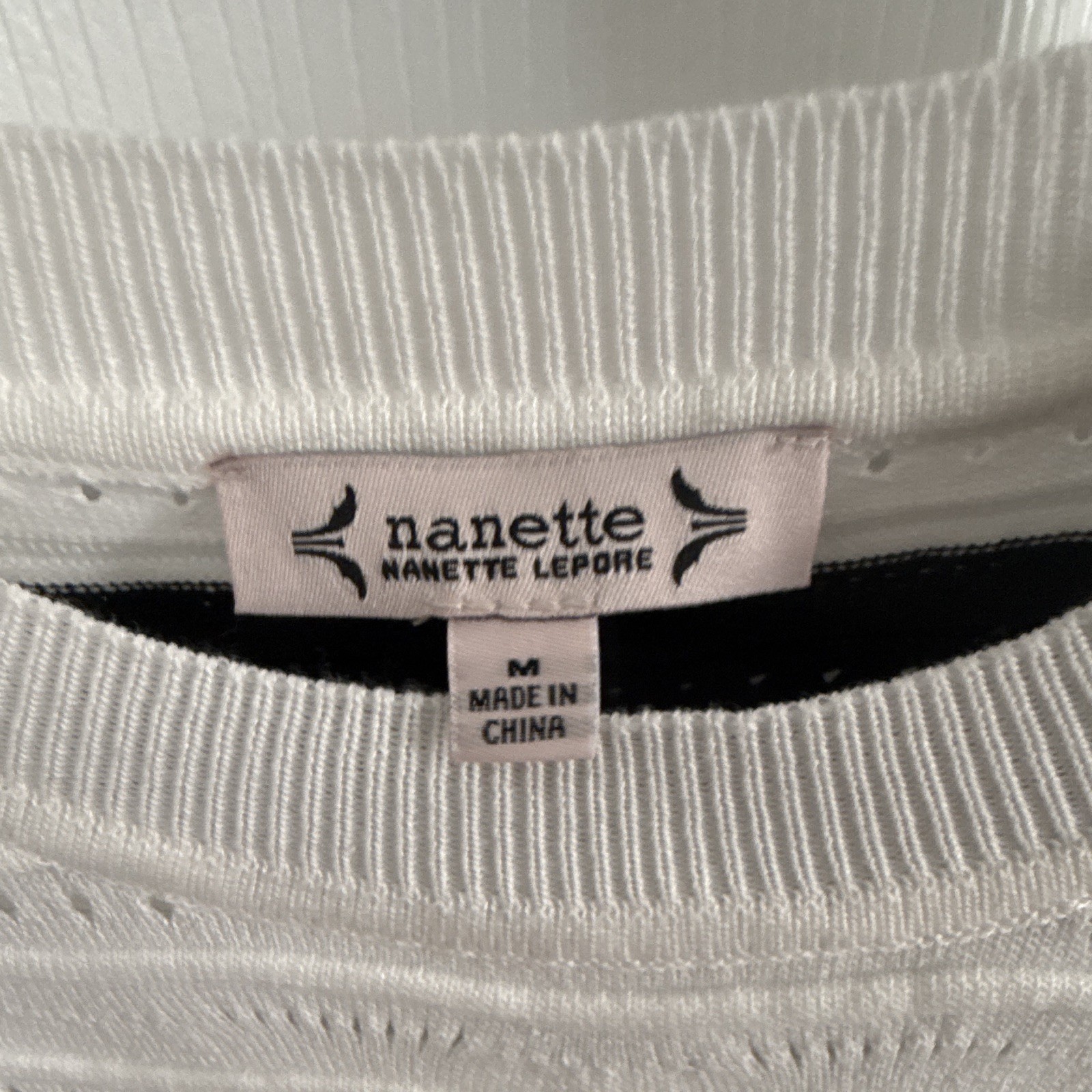 Nanette Lepore Women’s Black & White Striped Knit Pullover Sweater M