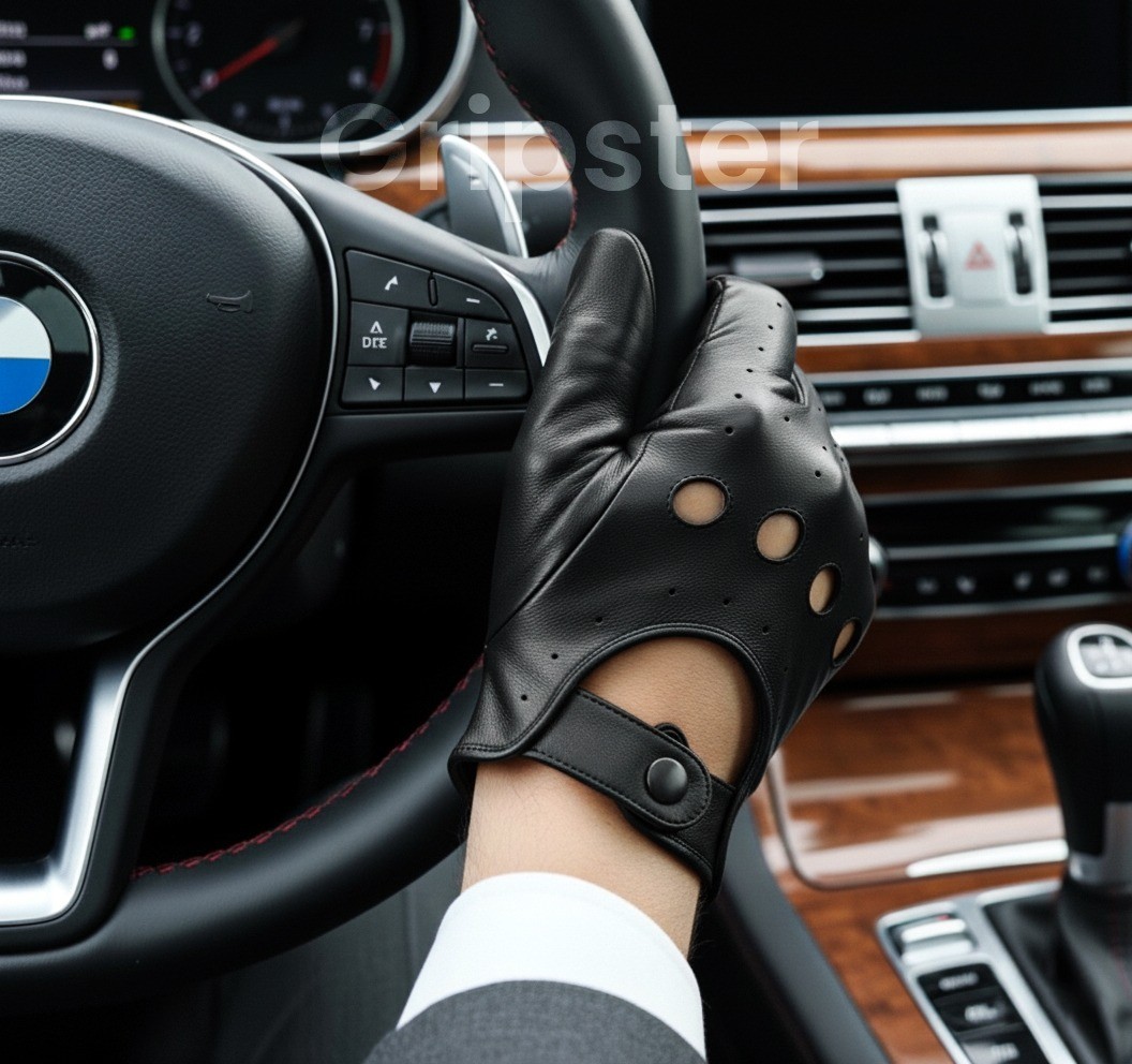 Reverse Stitched Police Driving Gloves Soft Real Leather Car Bike Goat Soft USA