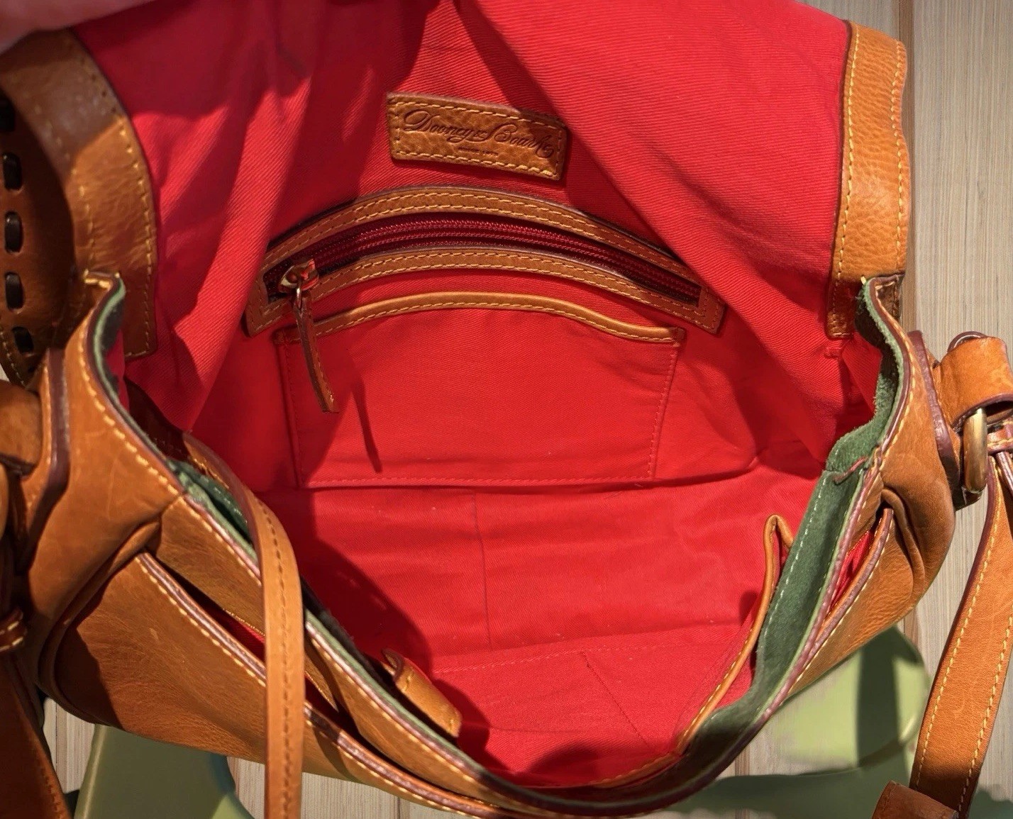 Dooney Bourke Brown Florentine Vacchetta Leather Saddle Messenger Shoulder Bag