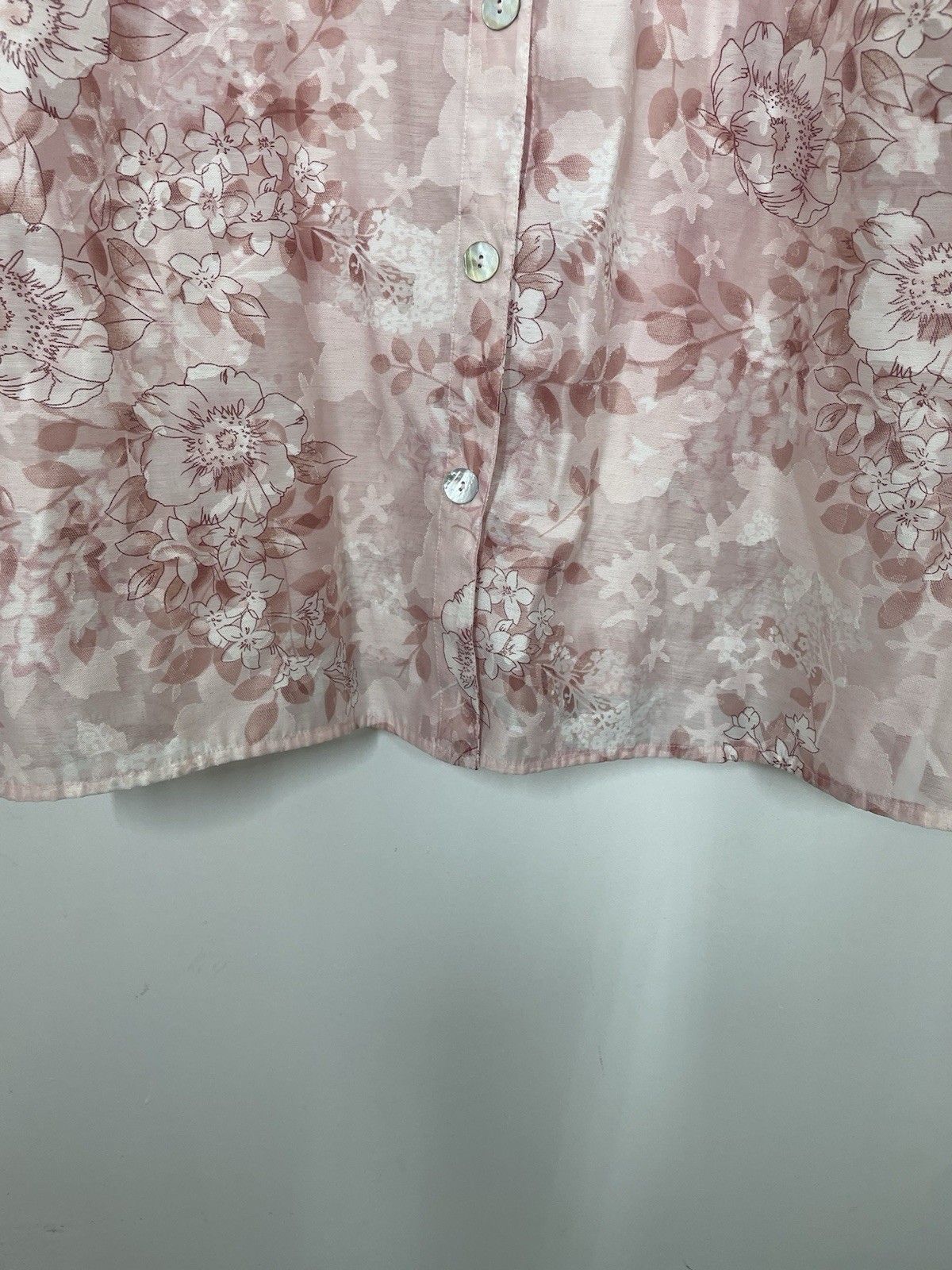 DRAPER’S & DAMON’S Floral Semi Sheer Button Up Top Shirt Blouse Pink Size 2X