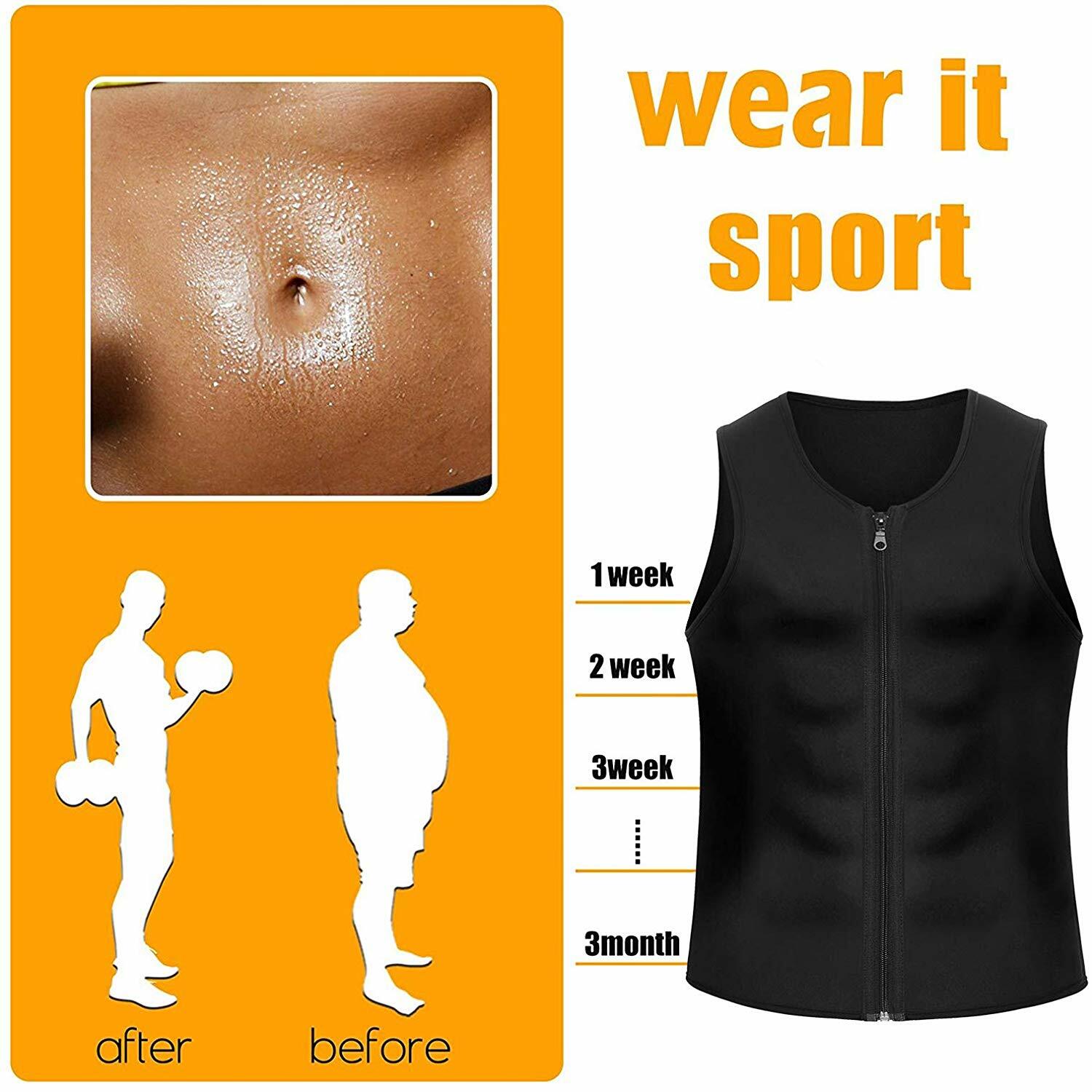 Zipper Gynecomastia Compression Tank Top for Men Sweat Vest Fitness Body Shaper