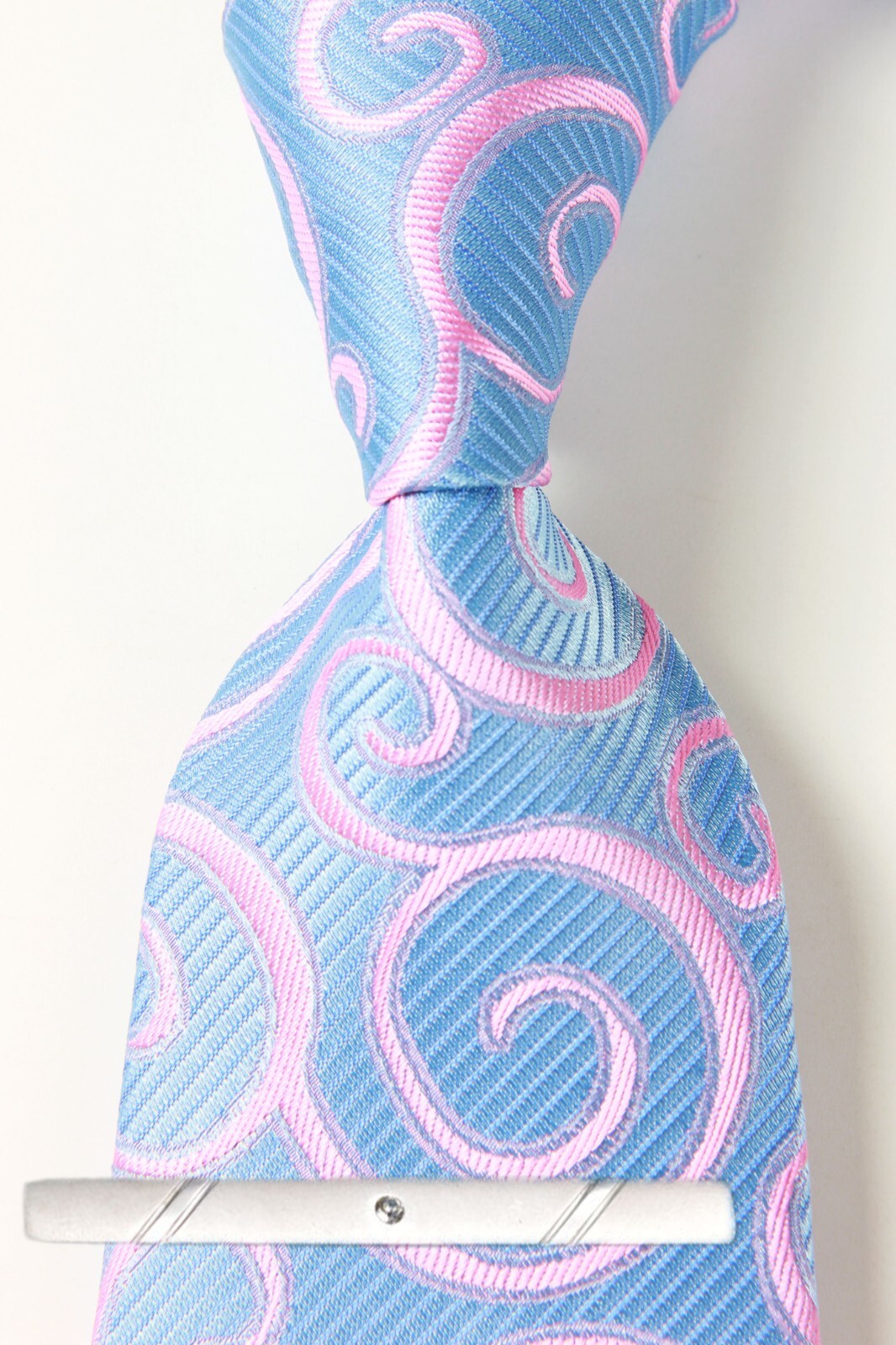 New Classic Floral Blue Pink JACQUARD WOVEN 100% Silk Men’s Necktie Tie