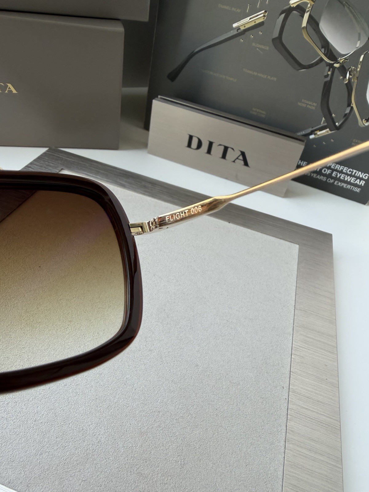 DITA FLIGHT 006 7806 W Root Beer Gold Brown Gradient Lens Sunglasses AUTHENTIC