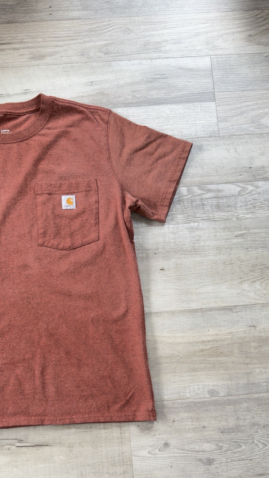 Carhartt K87 Men’s Brown Pocket Logo Crew Neck Cotton Knit T-Shirt Size L