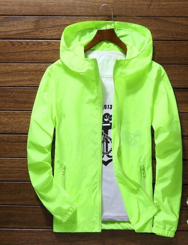 Men‘s Lightweight Windbreaker Hooded Waterproof Rain Jacket Breathable Outwear