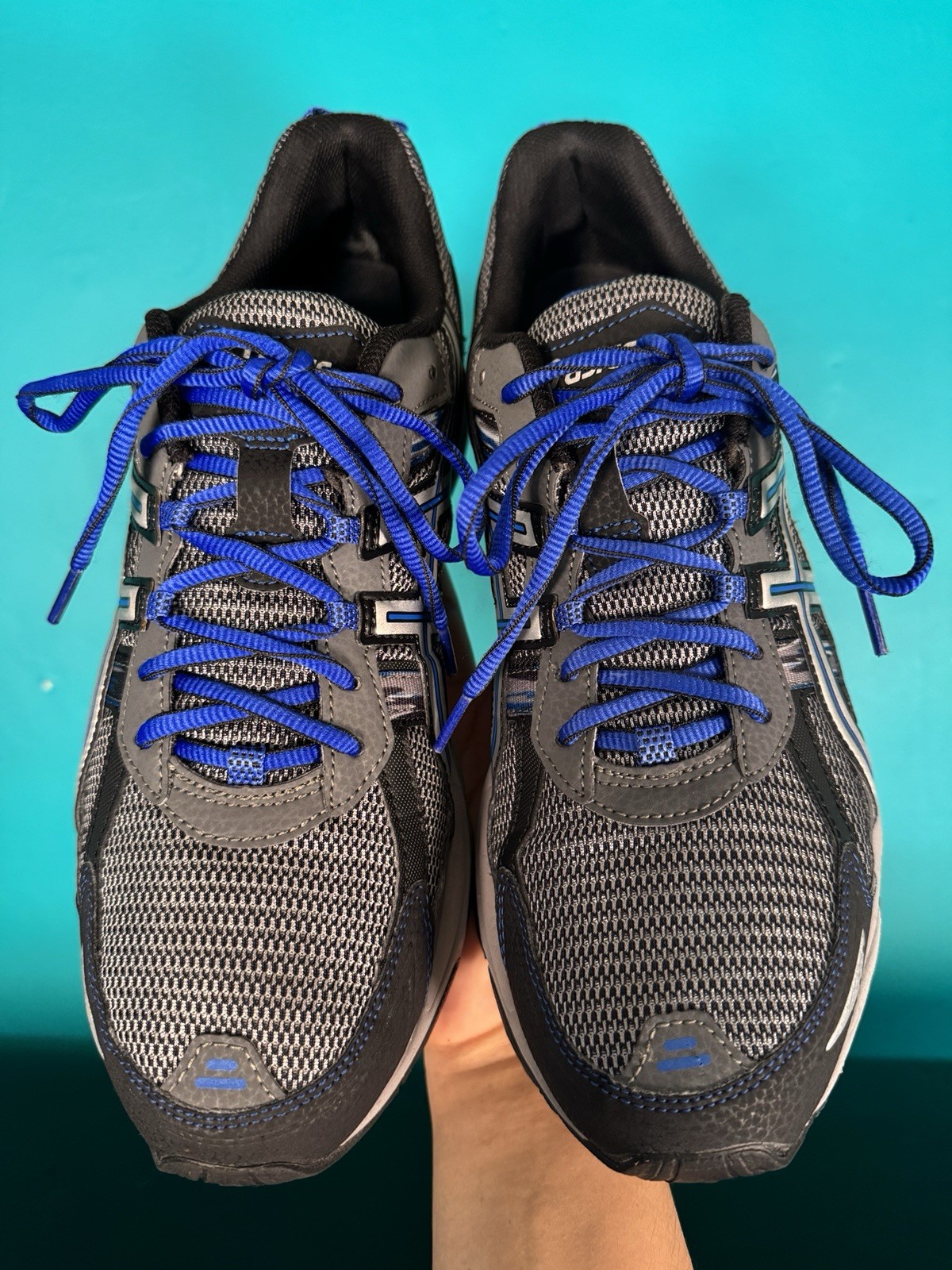 ASICS Gel Venture 5 Men’s Size 12 Gray Blue Trail Running Hiking Shoes Sneakers
