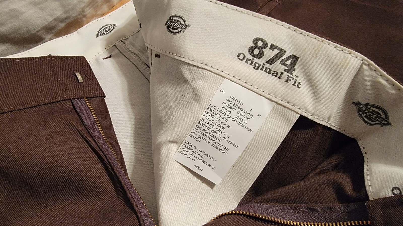 Original 874 Dickies Work Pants 874 Brown Pants 44×34 Straight Leg