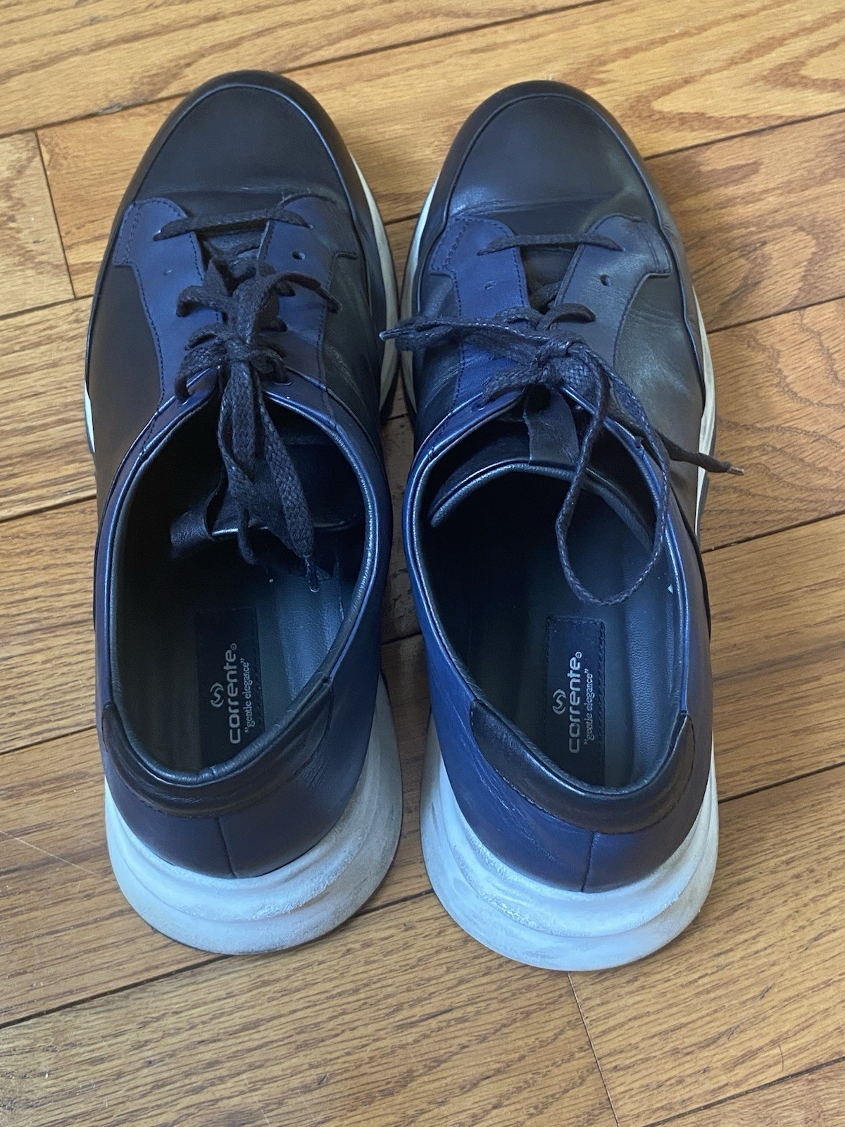Men’s Corrente Black Navy Blue Leather Sneakers 5669 EU 43 Size 9.5 10