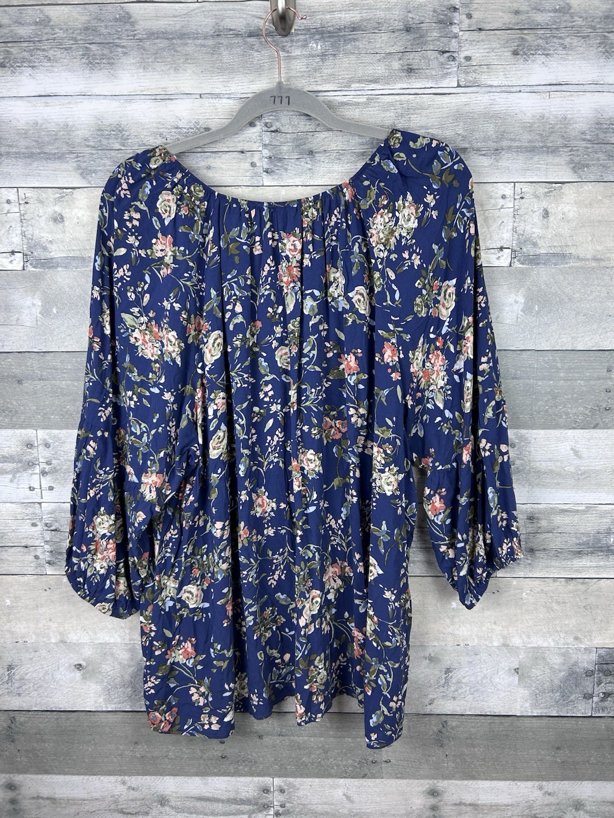 Brina & Em Women’s 3X 3/4 Sleeve Floral Scoop Neck Blouse