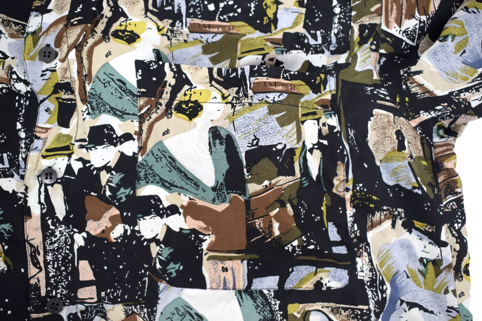 Compass 100% Silk Shirt Mens Medium Abstract Print Hawaiian Camp Shirt
