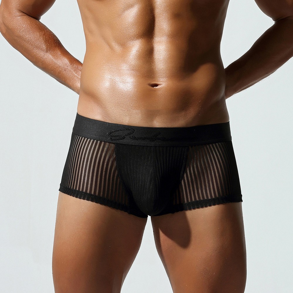 NEW Seobean Men’s Comfy Shorts Striped Pouch Underwear Low-Rise Boxer Briefs