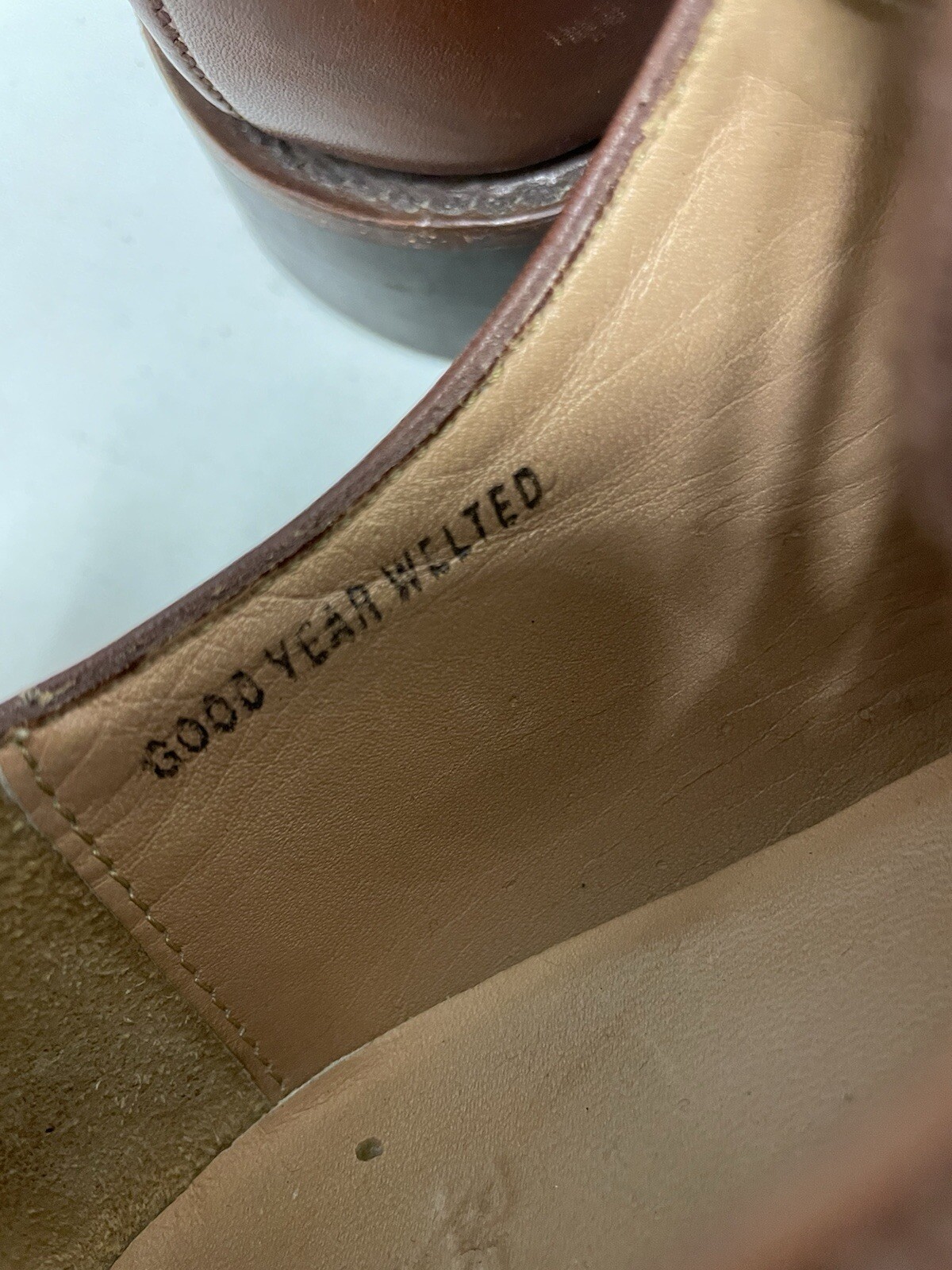 Polo Ralph Lauren Good Year Welted Two-Tone Derby Tan & Brown Size 9 D