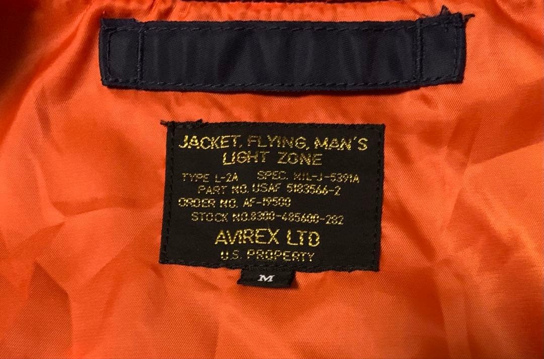 AVIREX L-2 5th AIR FORCE AVIR Flight Jacket Blouson Coat Men Size M Navy Genuine