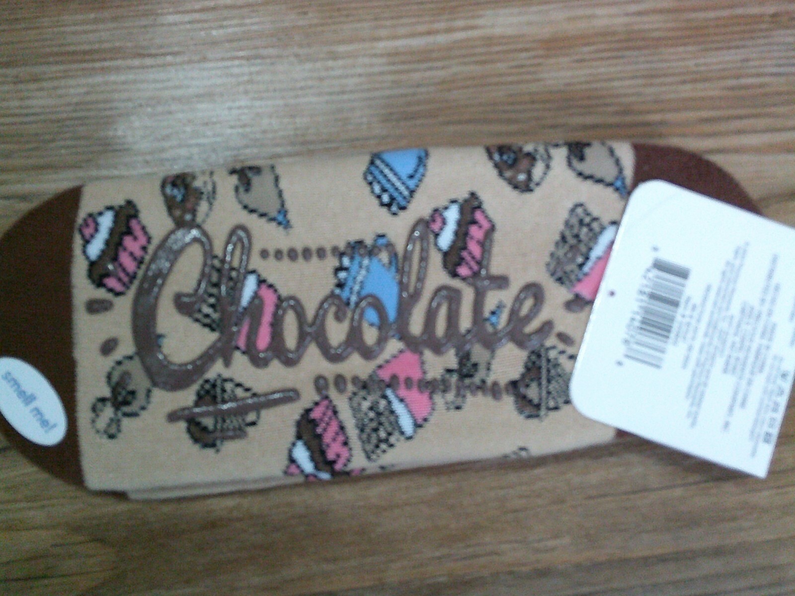 NEW soft scents brown gripper socks CHOCOLATE SCENTED with strap