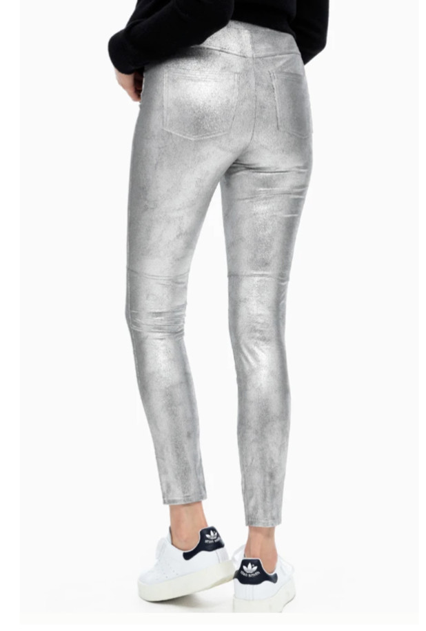 NWT Splendid Women’s Faux Leather Metallic Silver Leggings Size XS S M L XL $150