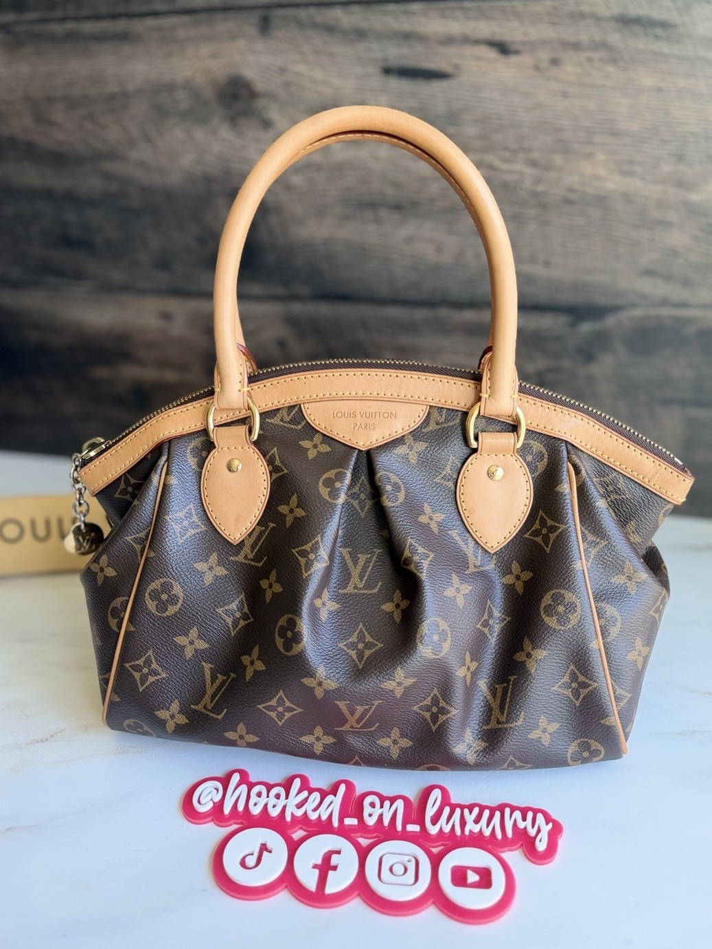 Authentic Louis Vuitton Tivoli PM Monogram Leather & Canvas Handbag Purse Tote