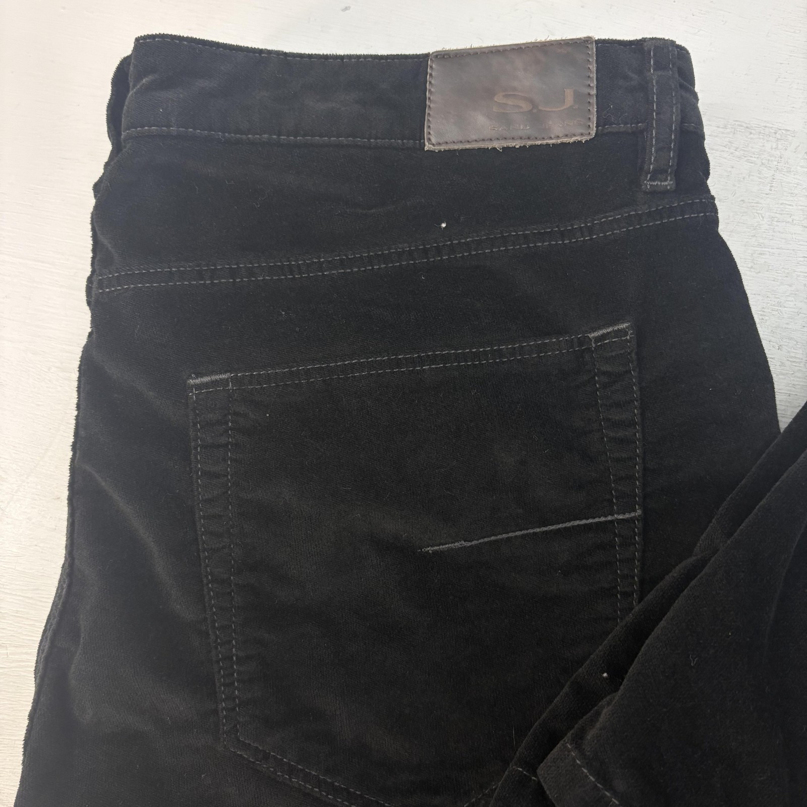 Sand Jeans Mens 35 X 34 Black Slim Fit Stretch Tapered Leg Sueded Touch Pants