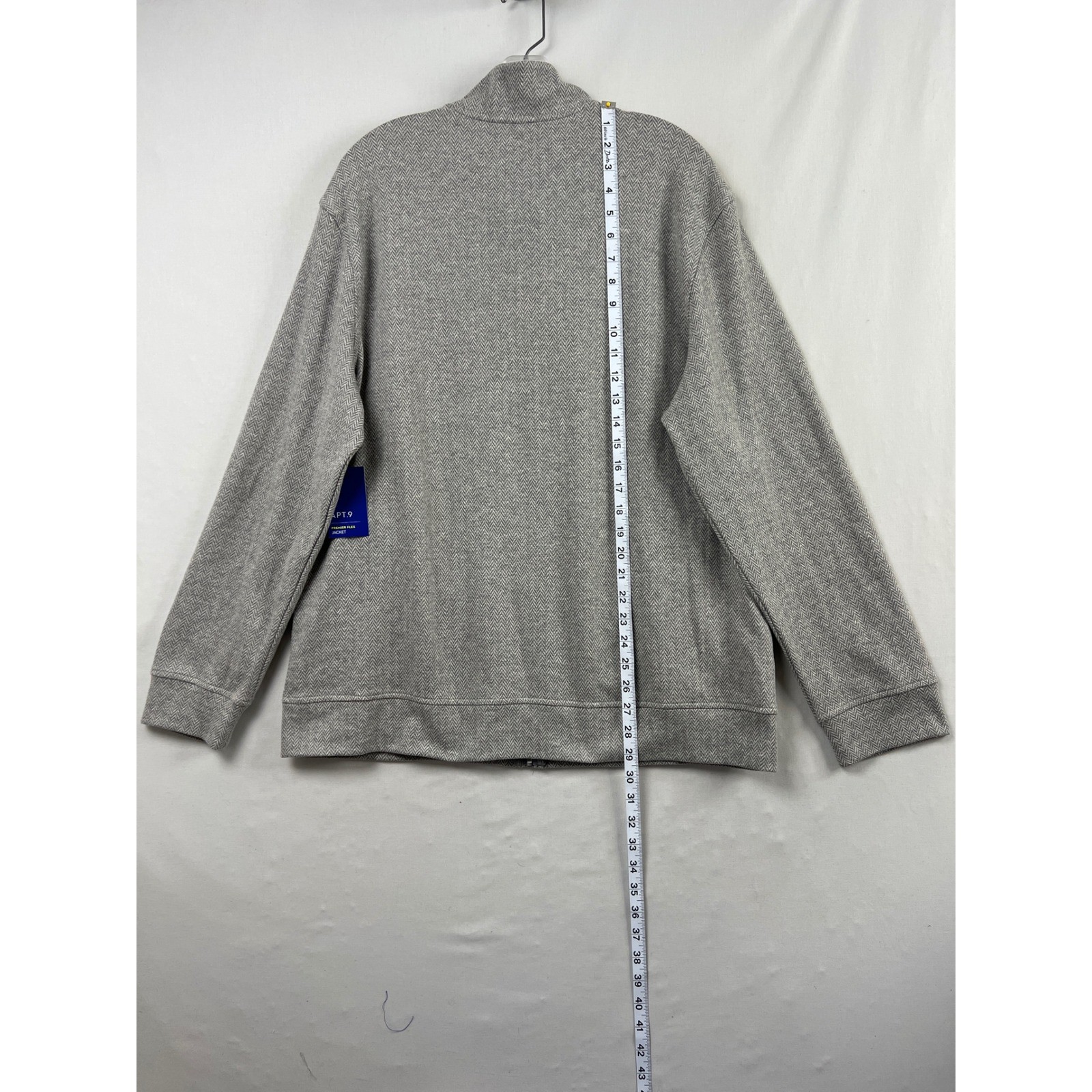 Apt 9 Premier Flex Jacket Mens XL Grey NEW Herringbone Full Zip Mock Neck Mockup