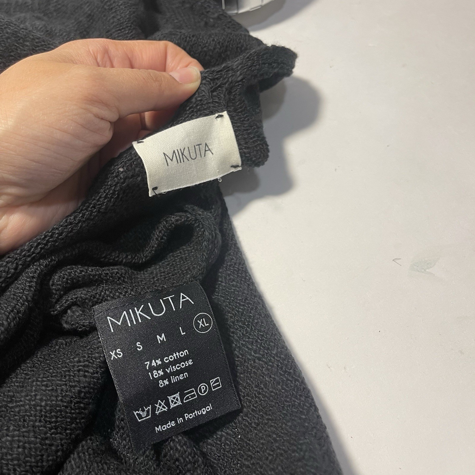Mikuta Black Midi Dress Cotton Viscose Linen Blend Xl Minimalist Preppy Coastal