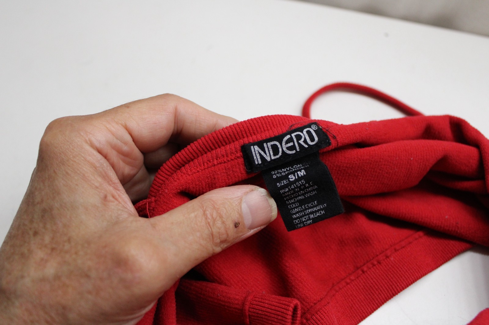 INDERO Nylon/Span Tank Top M/ L Gold Chain Strap Red Shimmer Rib Knit Valentine