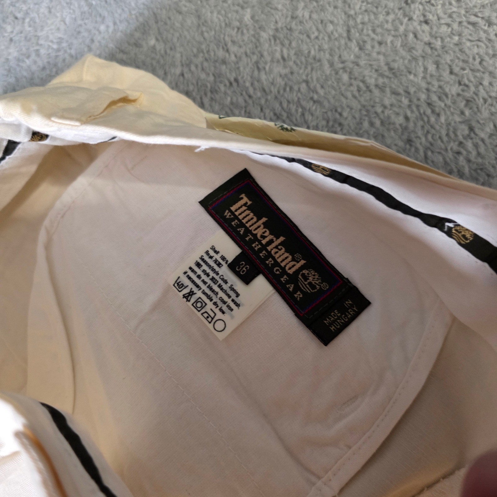 Timberland Mens 36 Weathergear Trousers Cream Straight Leg Cotton VTG Hungary