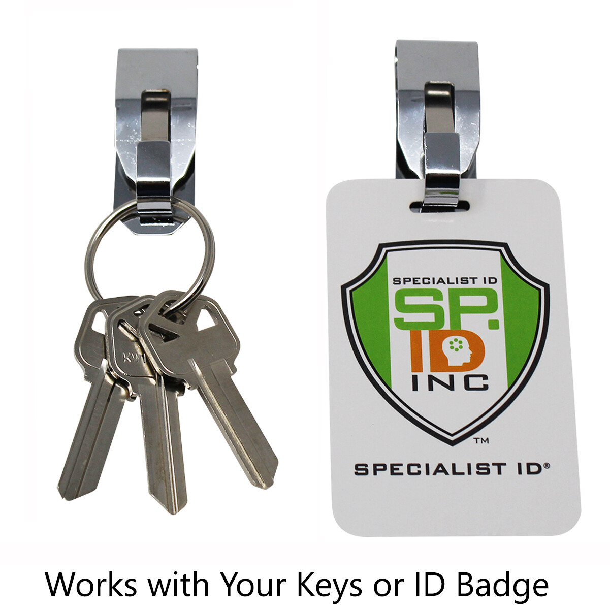 2 Pcs Secure Belt Clip Key Holder w Metal Hook & Heavy Duty 1 1/4″ Keychain Ring