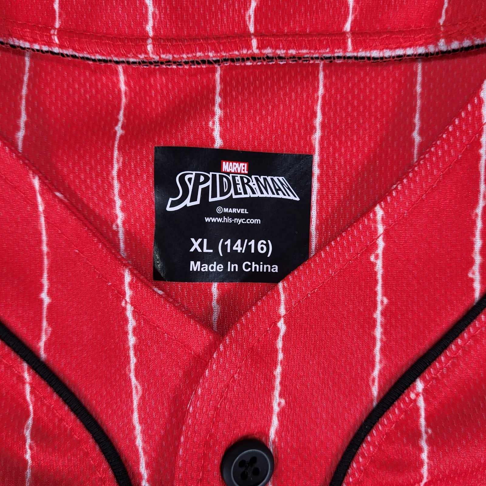 Spider-Man Marvel Baseball Jersey Boys XL (14/16) Red