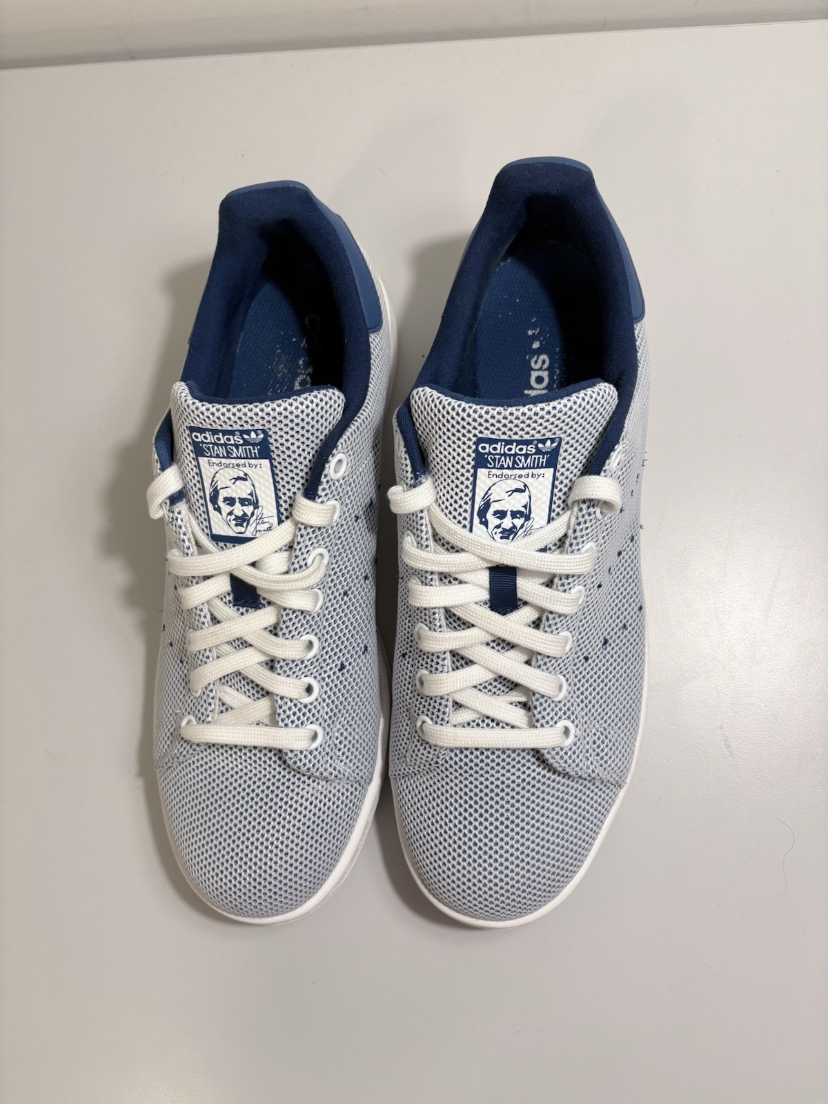adidas Stan Smith Mesh S81874 Men’s 11 White Blue Sneakers Rare 2016