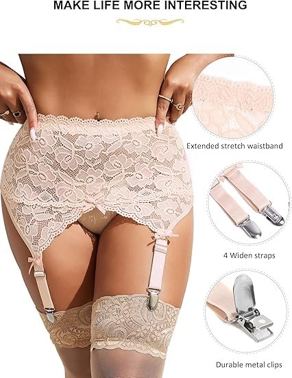 “””ohmydear Womens Lace Garter Belt X-Large-XX-Large, Style4:nude(only Garter) “