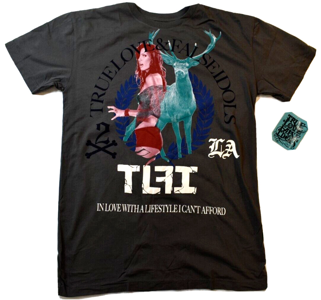 True Love & False Idols Mens TLFI Stag Party Charcoal Shirt NWT M, L, XL
