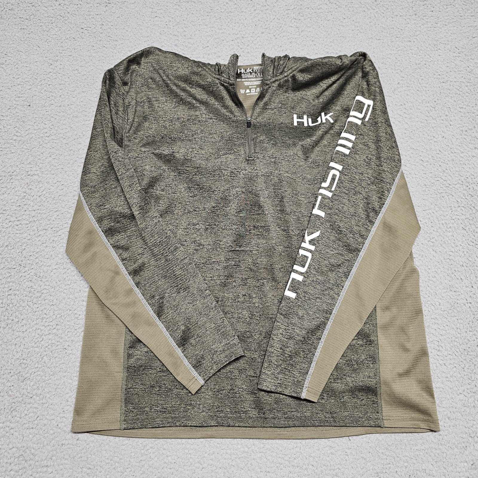 Huk Men’s Icon X Cold Front Hoodie Green Lightweight Pullover Mens XL Distressed