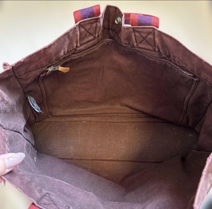 Hermes Vintage Fourre Tout MM TOTE Bag.canvas red brown from JAPAN.