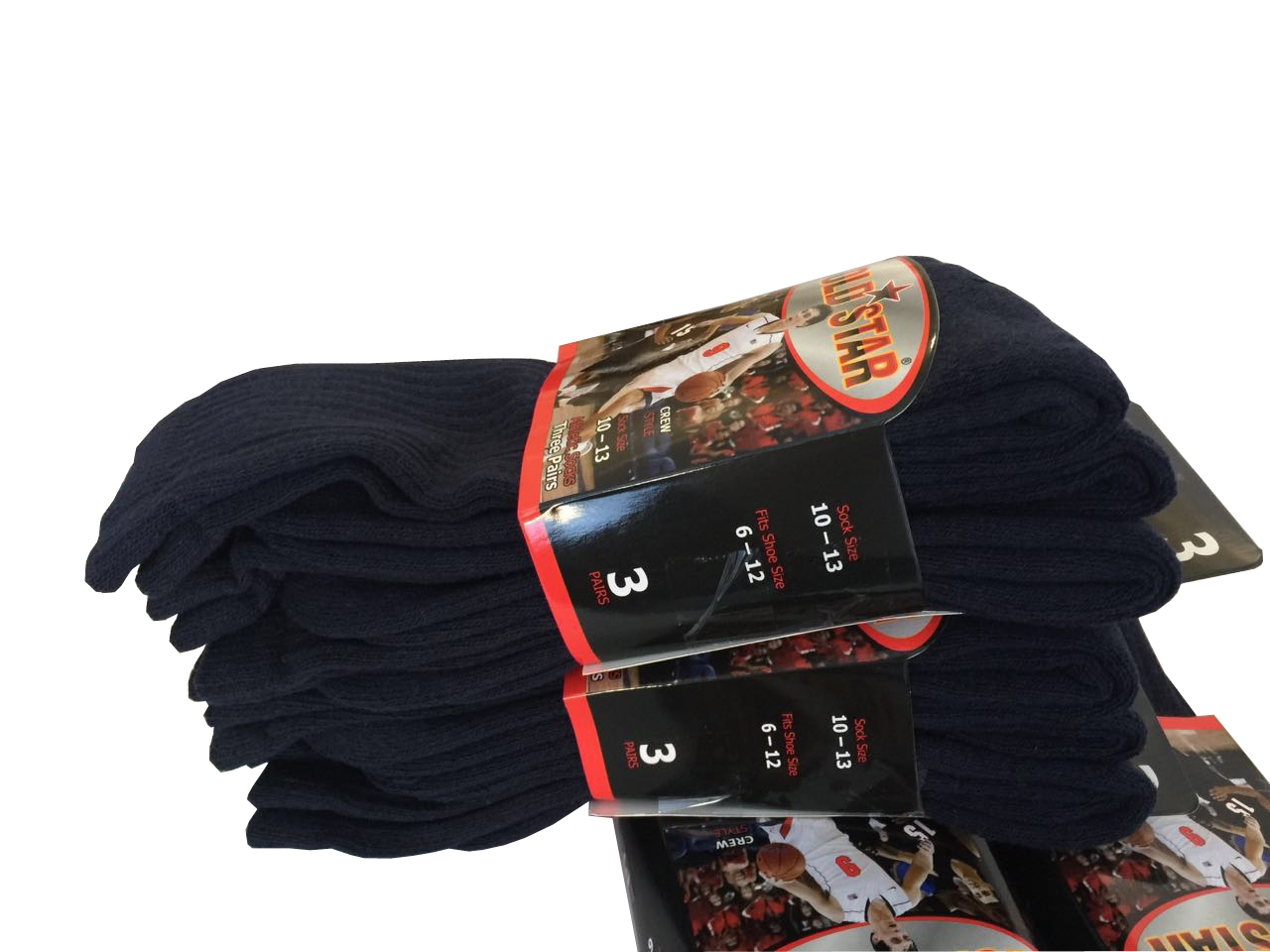 3 OR 12 Pairs NAVY BLUE COTTON Gold Star Men’s Crew Socks Cushion Sports 10-13