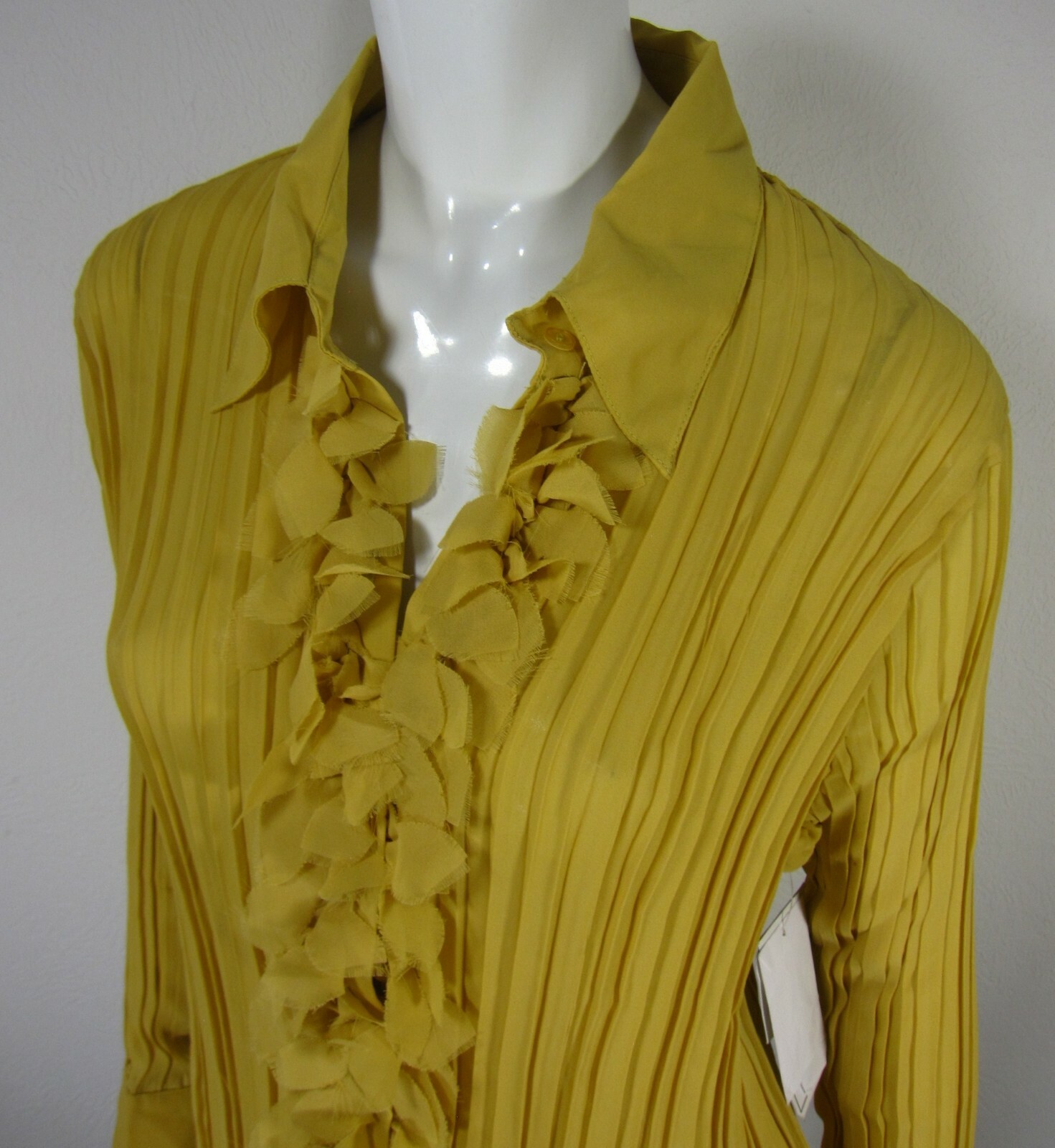 DRESS U II By SHARON NWT Long Sleeve Button Down Blouse Plus Size 1X Yellow 251