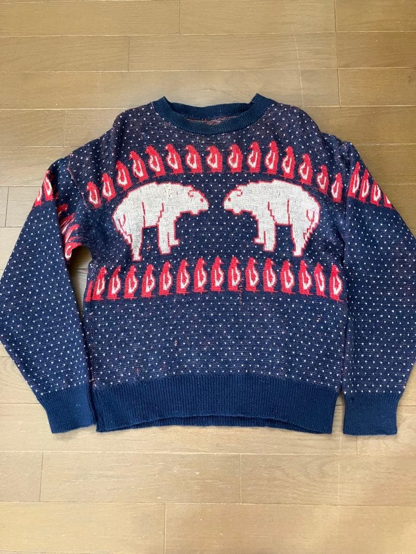 50s Vintage Jantzen Polar Bear Nordic Knit Sweater Rockabilly USA Made M