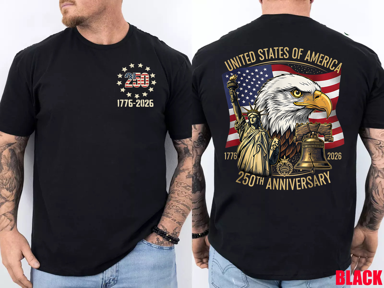250 Years 1776-2026 250th Birthday Eagle Liberty Bell T-Shirt