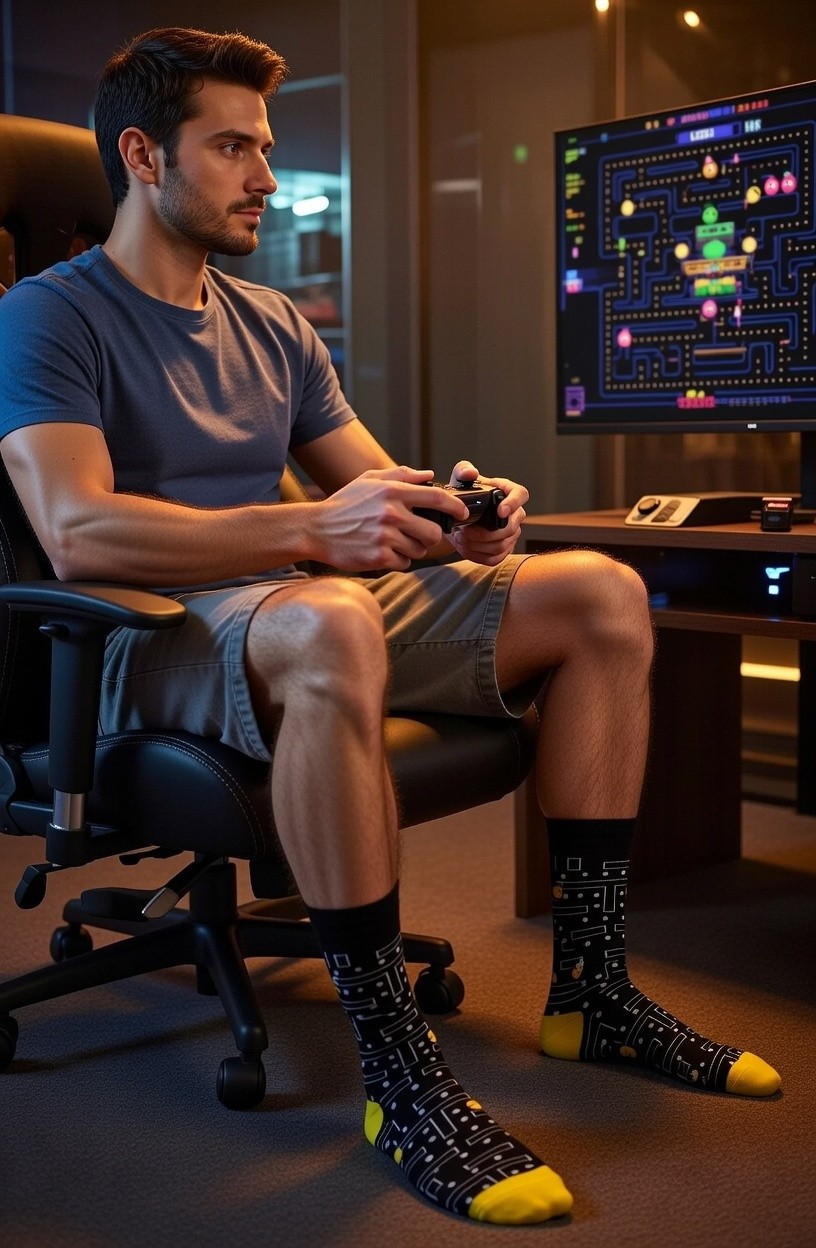PACMAN | Unisex Retro Gaming Fun Novelty Socks | One Size UK 6-11 EU 40-46