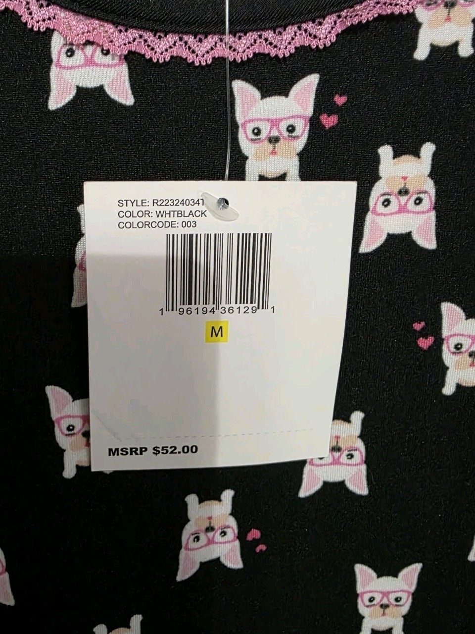 NWT Kensie All Over Frenchie Dog Print Sleep Shirt Nightgown Pajama Women’s M