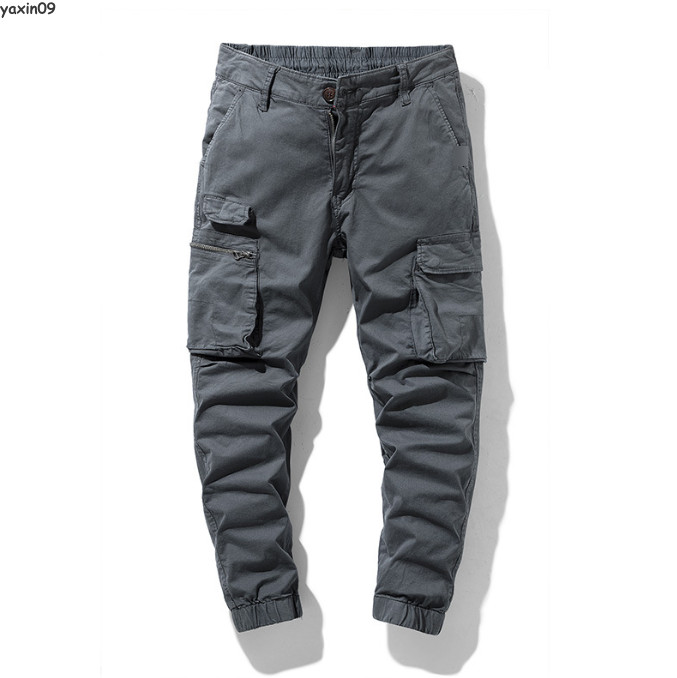 Mens Cargo Jogger Pants Slim Fit Pockets Cotton Pants Long tapered Trousers Gift