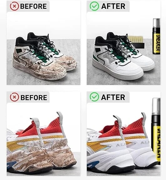 Sports Shoes Cleaning Set – Water Free Foam 5.3 oz With Brush & Cloth – For Whit